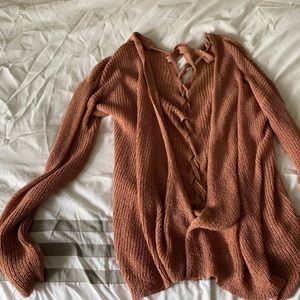 Pink Cardigan with Braided Back